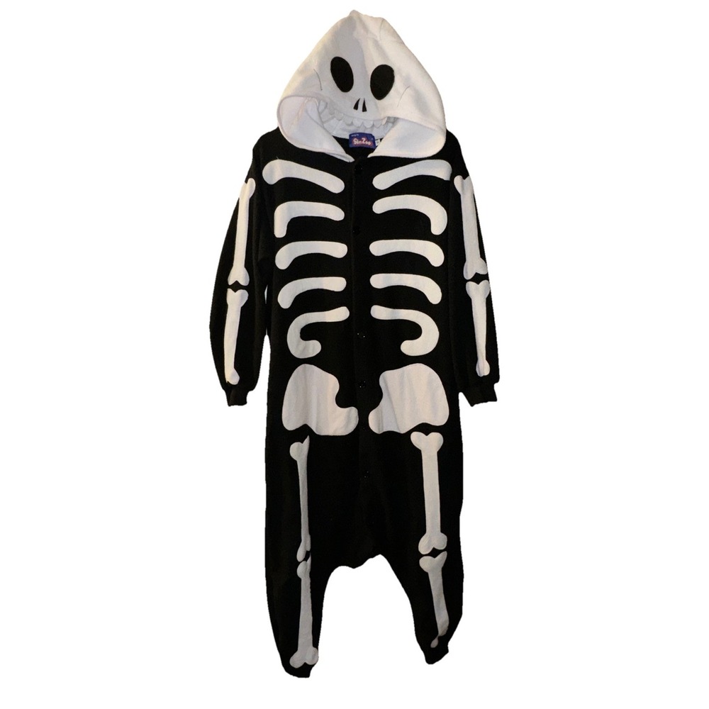 Sim Zoo Skeleton Halloween Pajamas Hooded Oversized Target Adult Sz Small Flaw